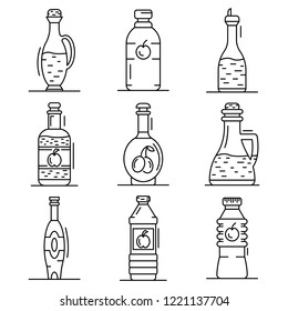 Vinegar icon set. Outline set of vinegar vector icons for web design isolated on white background