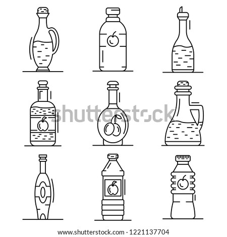 Vinegar icon set. Outline set of vinegar vector icons for web design isolated on white background Stok fotoğraf © 