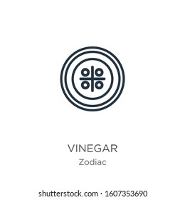 Vinegar icon. Thin linear vinegar outline icon isolated on white background from zodiac collection. Line vector sign, symbol for web and mobile