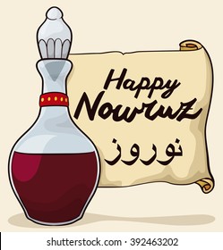 Vinegar (or "Serkeh" in Persian Haft Sin tradition) in glass cruet like patience symbol for Nowruz (New Year).