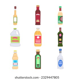 vinegar organic set cartoon. food healthy, bottle fresh, liquid acid vinegar organic sign. isolated symbol vector illustration
