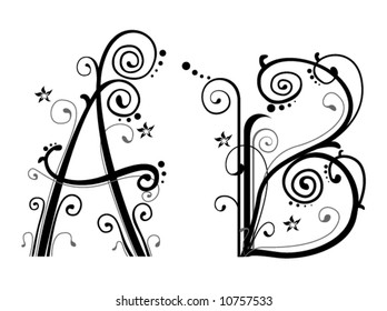 Vines Alphabet - Vector