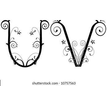 Vines Alphabet - Vector
