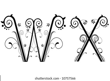 Vines Alphabet - Vector