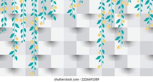 vines climbing the walls. White back vector illustration.