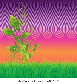 vines and grass set against an otherworldly sky