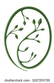 Vines inside an oval. Transparent background in vector file.