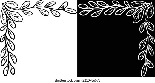 vines leaf image corner frame. can be used for invitation cards.