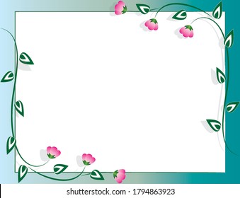 Vines and pink flowers frame