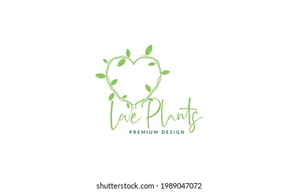 viñedos plantas con forma de amor símbolo de logotipo icono vector ilustración diseño gráfico