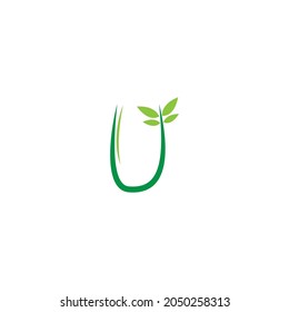 Vines template design, shrubs forming letter U illustration