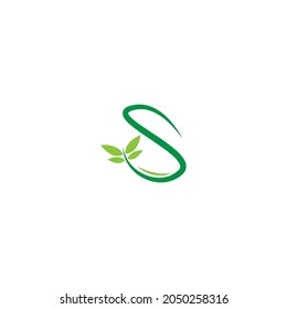 Vines template design, shrubs forming letter S illustration