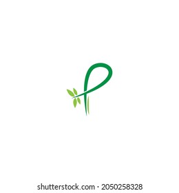 Vines template design, shrubs forming letter P illustration