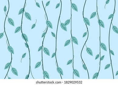 Vines vector With green branches, green leaves, light green background.ivy vector.ivy background.Leaves Pattern.