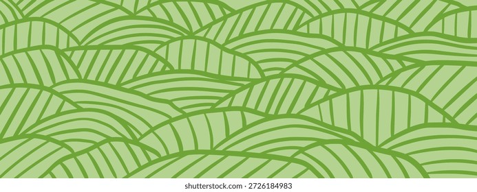 Feldmuster des Weinbergs. Wellenförmige Streifen Bauernhöhen und gekrümmte Linie Landschaft.