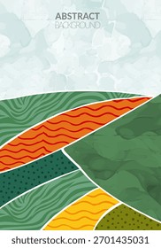 Campo de viñedo con Ilustración vectorial de textura. Agricultura Abstractas de la bodega, fondo verde del eco. Conjunto de cartel de la vista Aéreas de la granja, mapa geométrico, paisaje de jardín simple, plantación de arroz orgánico
