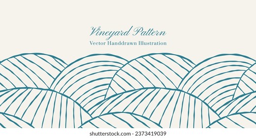 Vineyard field vector seamless boarder texture. Agriculture abstract wallpaper pattern with waved stripes. Wine bottle packaging and Menu design.