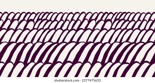 Vineyard field vector seamless boarder texture. Agriculture abstract wallpaper pattern with waved stripes. Wine bottle packaging and Menu design.