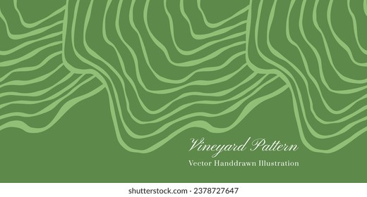 Vineyard field vector seamless boarder texture. Agriculture abstract wallpaper pattern with waved stripes. Wine bottle packaging and Menu design.