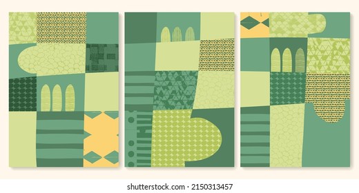 Campo abstracto de uva de viña o ilustración vectorial de la agricultura de bodega. Fondo retro ecológico con textura. Afiche de la vista aérea de la finca, mapa geométrico, paisaje de jardín, plantación de arroz orgánico