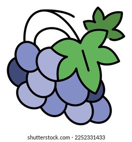 Vineyard grape icon. Outline vineyard grape vector icon color flat isolated on white