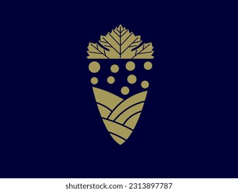 vineyard heraldic vector logo .wine landscape shield premium logo