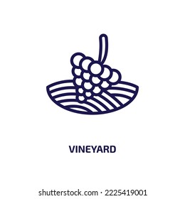 vineyard icon from nature collection. Thin linear vineyard, vine, wine outline icon isolated on white background. Line vector vineyard sign, symbol for web and mobile