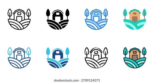 Vineyard icon set multiple style vector collection. Editable Stroke 

