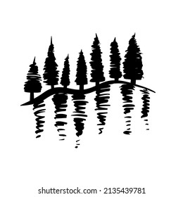 Vineyard landscape hand drawn vector illustration