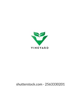 vineyard logo and monogram design, v shape logo, v with leaf