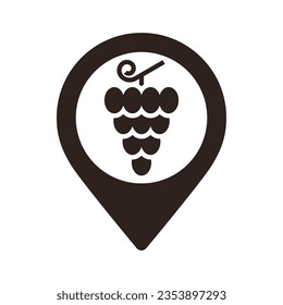 Vineyard map pin. Winery location pin. GPS winemakers location symbol for apps and websites isolated on white background
