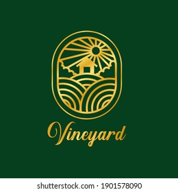 Vineyard outlined logo vector illustration.