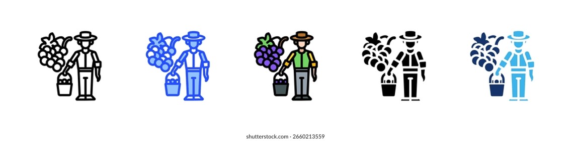 Vineyard Owner Icon Collection With Multiple Styles