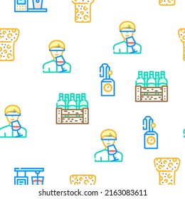 Vineyard Production Alcohol Drink Vector Seamless Pattern Color Line Illustration