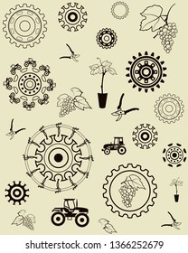 Vineyard  seamless pattern. Seamless ornament and design elements with grapevines.