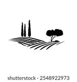 vineyard vector illustration rural landscape