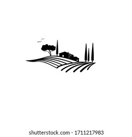 Vineyard Vector Illustration Rural Landscape