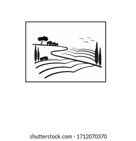 vineyard vector illustration rural landscape