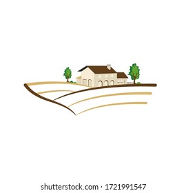 ilustración vectorial de viñedos paisaje rural