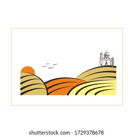vineyard vector illustration rural landscape