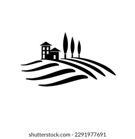 vineyard vector illustration rural landscape