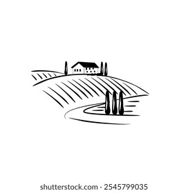 vineyard vector illustration rural landscape