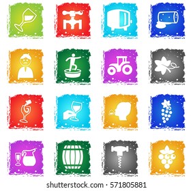vineyard vector web icons in grunge style for user interface design
