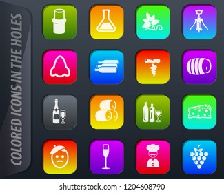 Vineyard and Wine colored icons in the holes easily adapt to any background