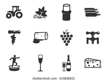 Vineyard and Wine vector icons for user interface design