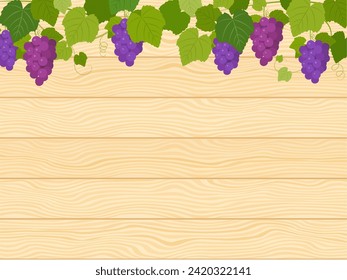 Vineyard and woodgrain background vector illustration