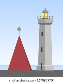 Vinga lighthouse at the inlet to Gothenburg Sweden. Vector Illustration.