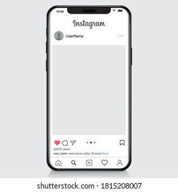 Vinnytsia, Ukraine, September 15 2020: Instagram post template on apple iphone vector illustration. Perfect social media post frame illustration. Premium quality.