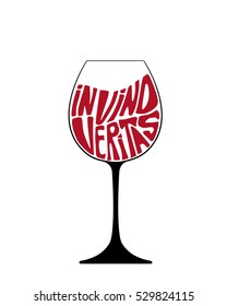 In vino veritas lettering in wine glass