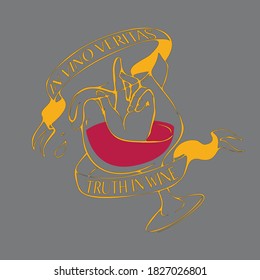 in vino veritas truth in wine print logo